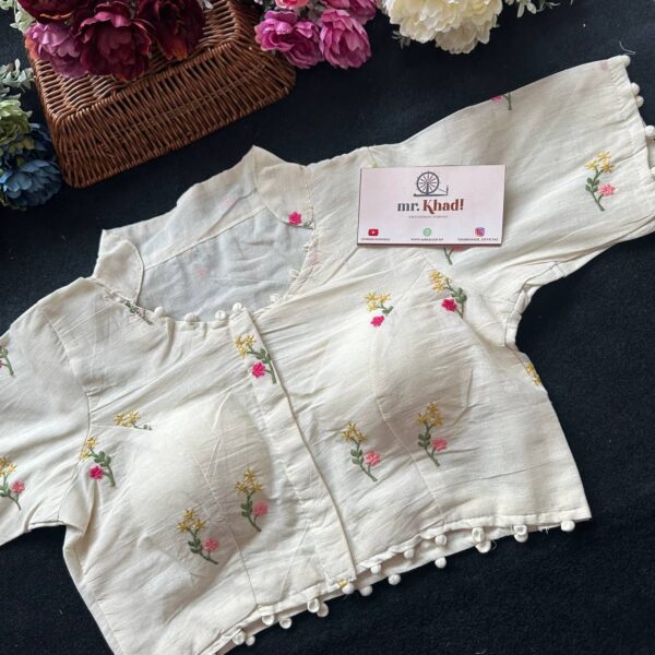 Pure Camric Khadi Cotton Fabric Desgin Blouse