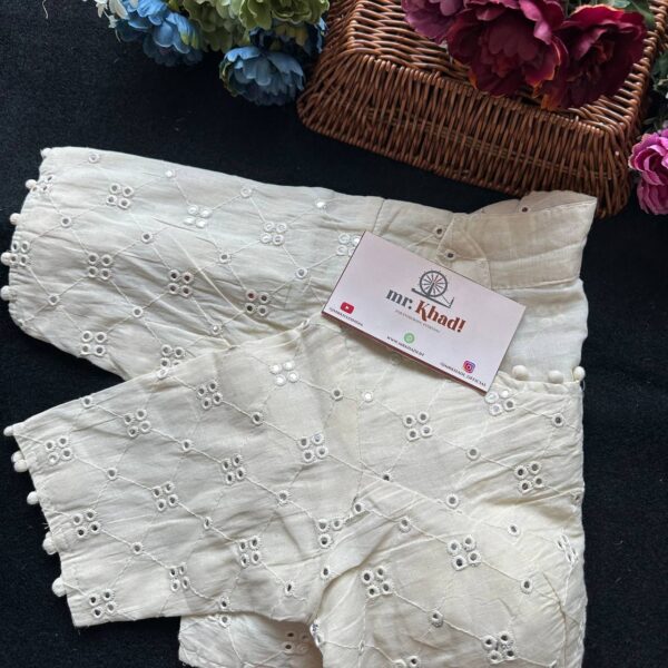 Pure Camric Khadi Cotton Embroidered Blouse - Image 2