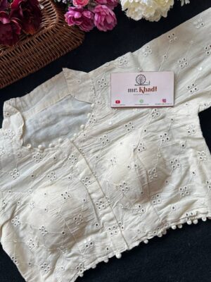 Pure Camric Khadi Cotton Embroidered Blouse