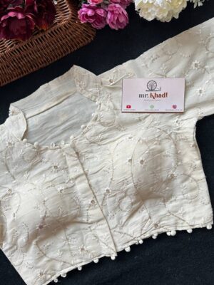 Pure Camric Khadi Cotton Sequence Thread Work Blouse