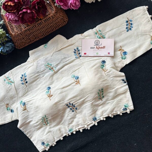 Pure Camric Khadi Cotton Flower Blouse - Image 2