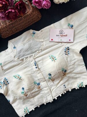 Pure Camric Khadi Cotton Flower Blouse