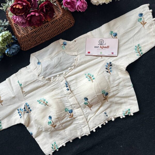 Pure Camric Khadi Cotton Flower Blouse