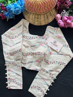 Pure Camric Khadi Cotton Colorful Line Blouse