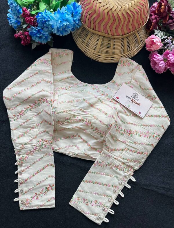 Pure Camric Khadi Cotton ZigZag Blouse