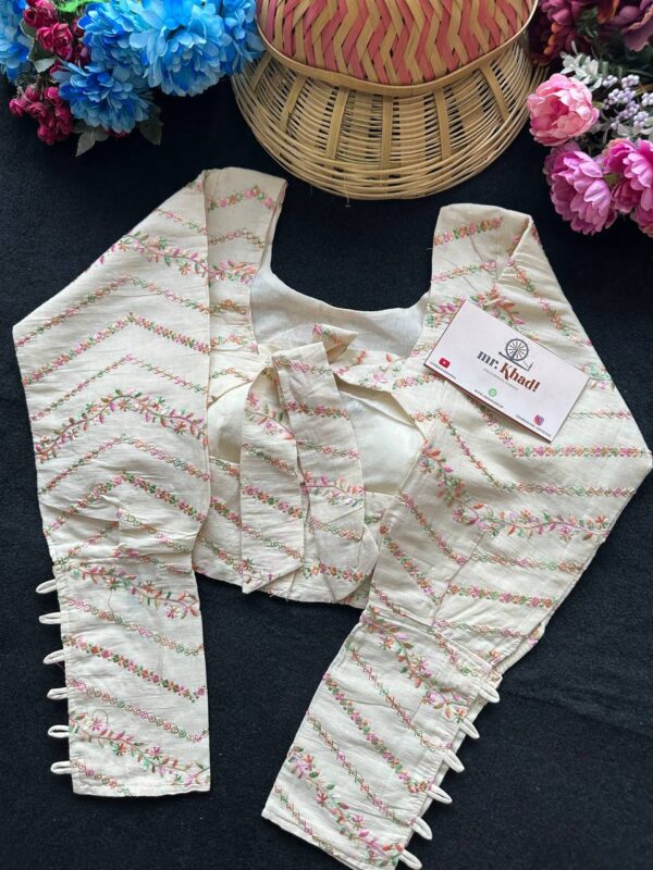 Pure Camric Khadi Cotton ZigZag Blouse - Image 2