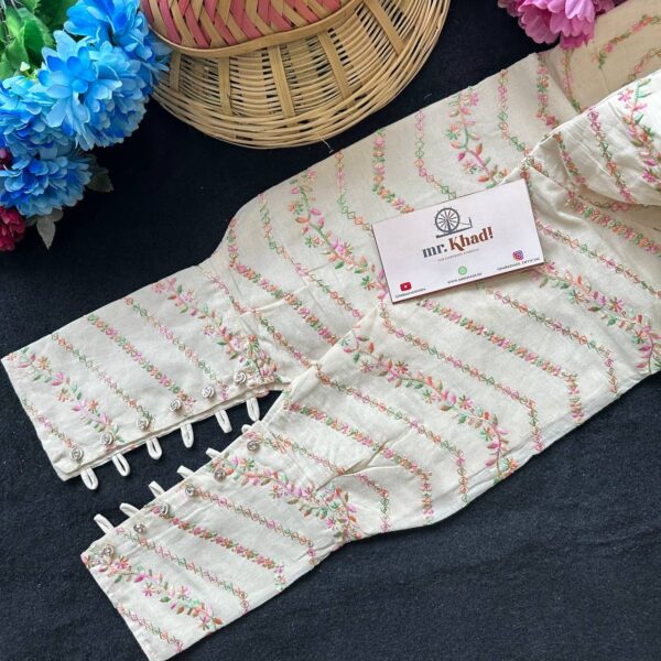 Pure Camric Khadi Cotton ZigZag Blouse - Image 3