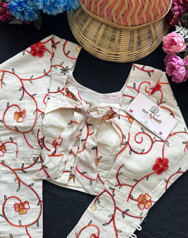 Pure Camric Khadi Cotton Designer Blouse - Image 2