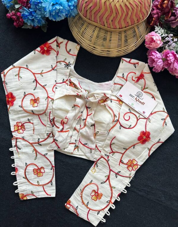 Pure Camric Khadi Cotton Designer Blouse - Image 3