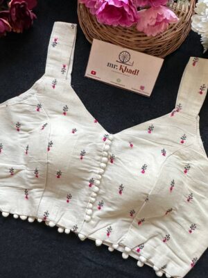 Pink Flower Designer Blouse