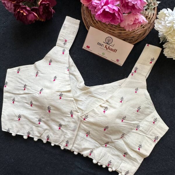 Pink Flower Designer Blouse - Image 3