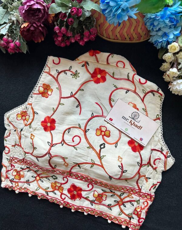 Red Flower Designer Blouse - Image 2