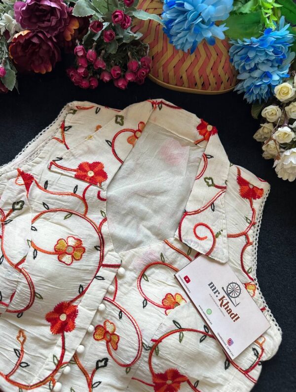 Red Flower Designer Blouse - Image 3