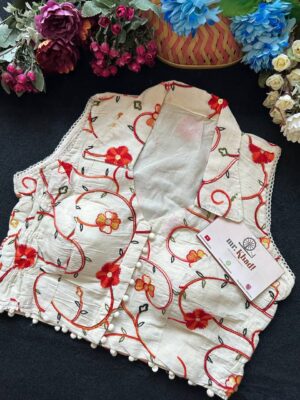 Red Flower Designer Blouse
