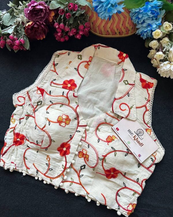 Red Flower Designer Blouse