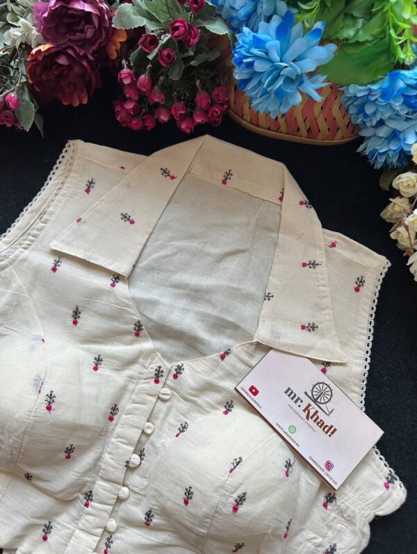 Designer Pink Flower Blouse - Image 2