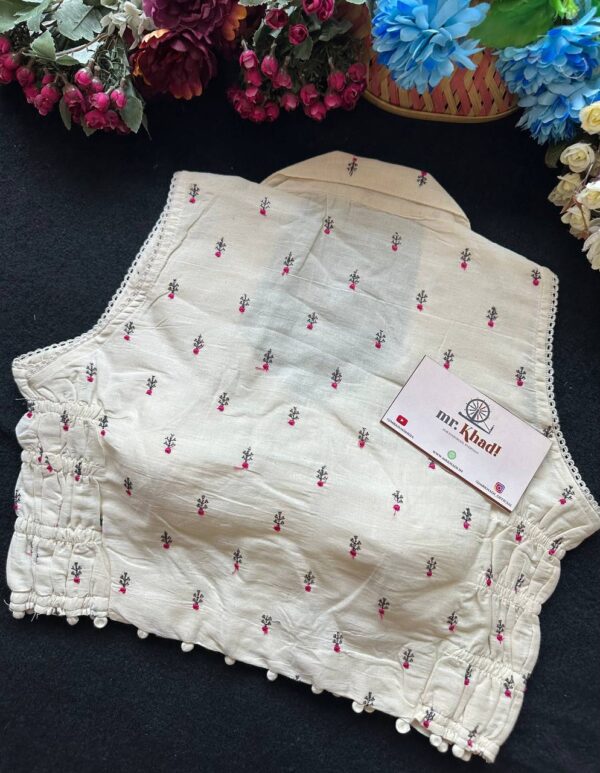 Designer Pink Flower Blouse - Image 3