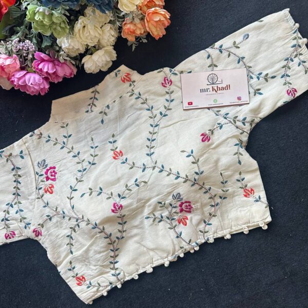 Elegant Blue Work Designer Blouse - Image 3