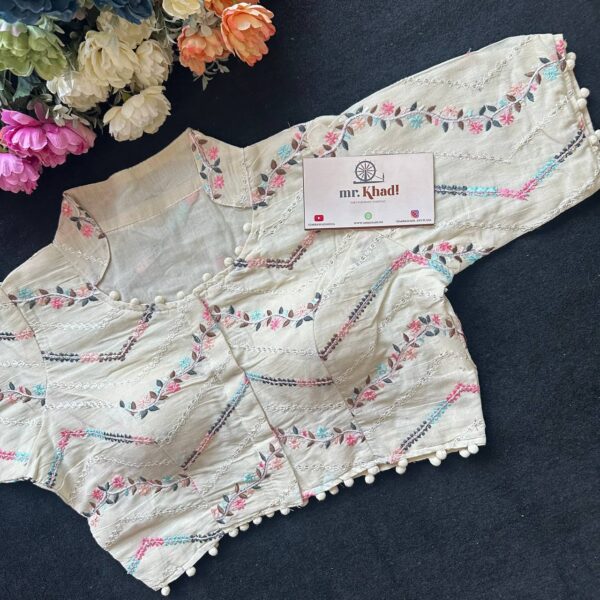 Pure Camric Khadi Cotton Zig Zag Blouse