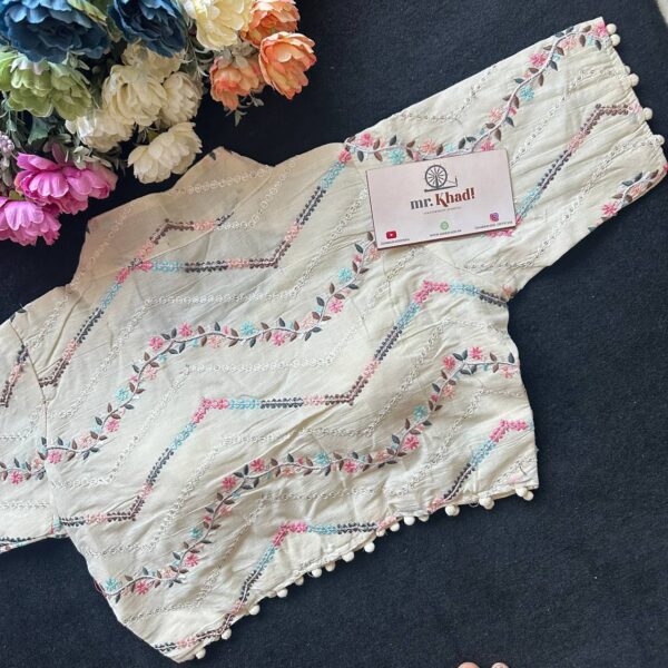 Pure Camric Khadi Cotton Zig Zag Blouse - Image 2