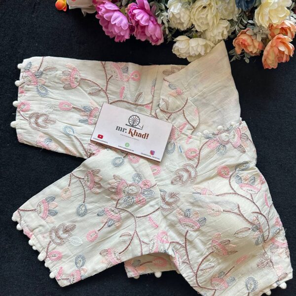 Elegant Pink Flower Designer Blouse - Image 3