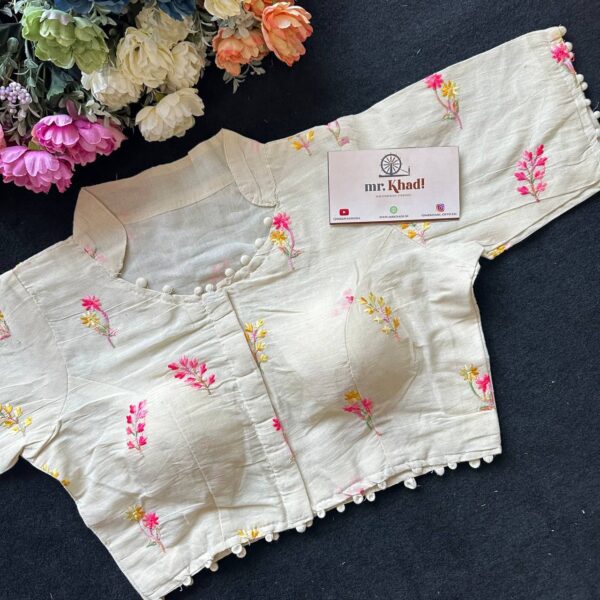 Vibrant Pink & Yellow Work Design Blouse