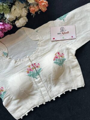 Elegant Pink and Green Work Blouse
