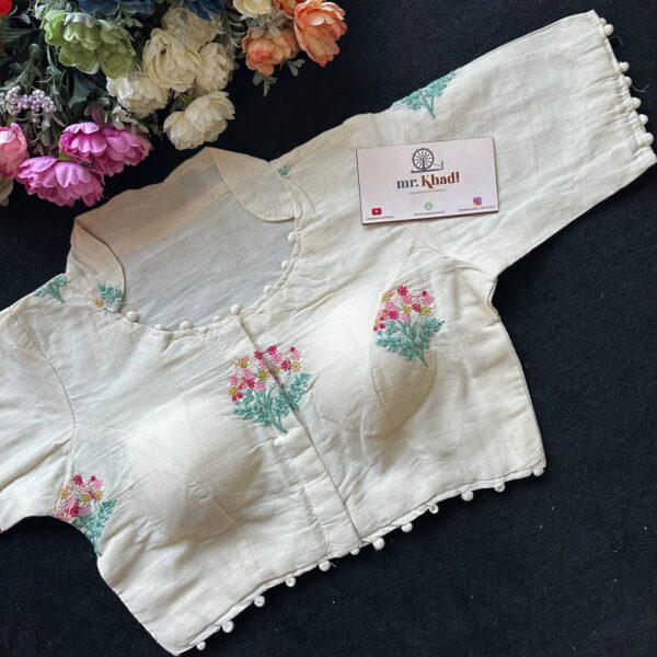 Elegant Pink and Green Work Blouse