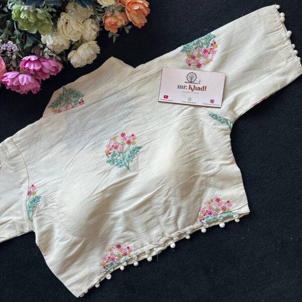 Elegant Pink and Green Work Blouse - Image 3