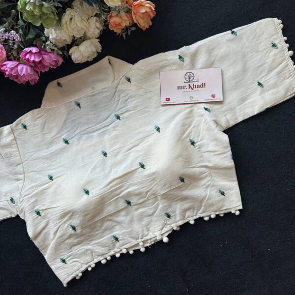Pure Camric Khadi Cotton Designer Blouse - Image 2