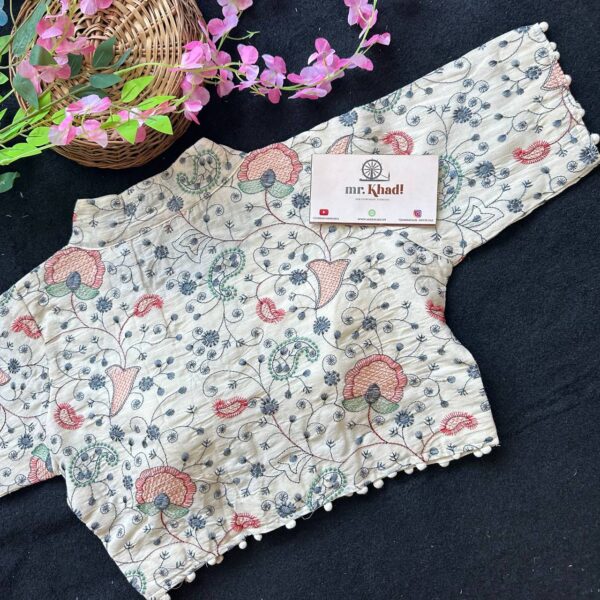 Elegant Blue Thread Work Design Blouse - Image 2