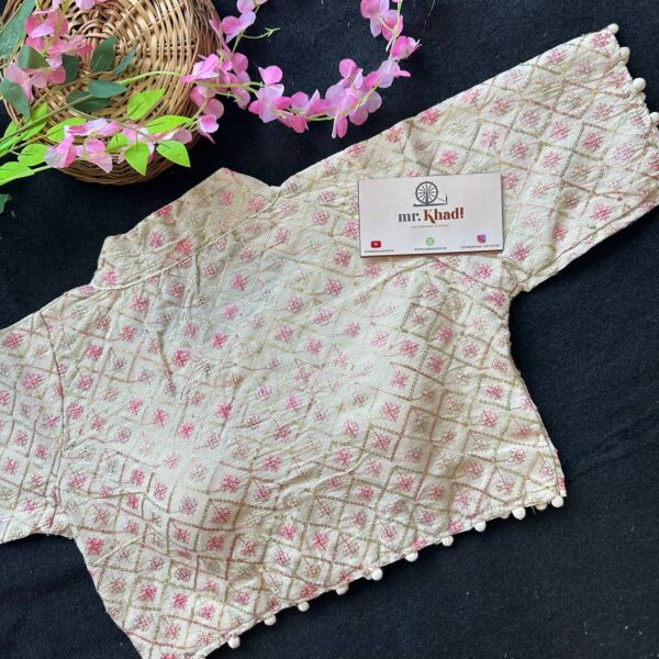 Pink Sequined Designer Blouse - Image 3
