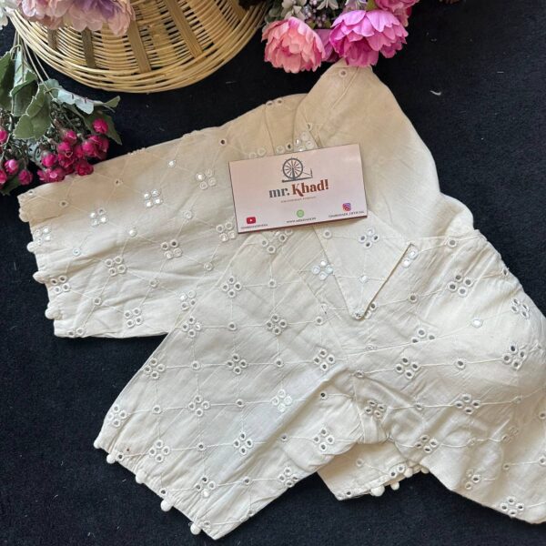 Mirror Work Desginer Collar Neck Blouse - Image 3