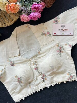 Pure Camric Khadi Cotton Fabric Desgin Blouse