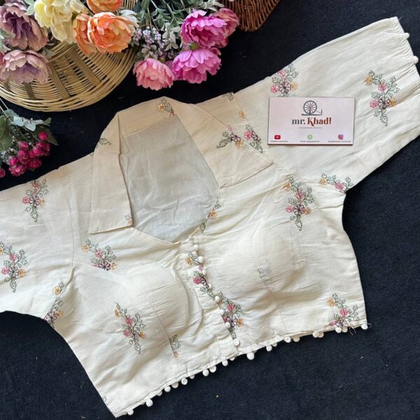 Pure Camric Khadi Cotton Fabric Desgin Blouse