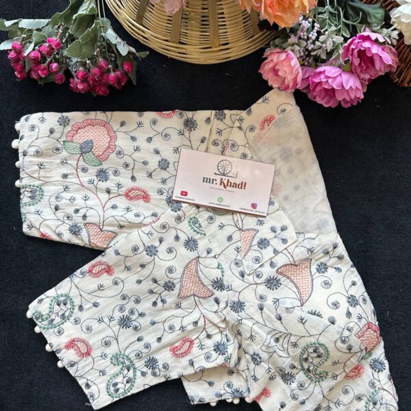 Blue Therd Wrok Designer Blouse - Image 3