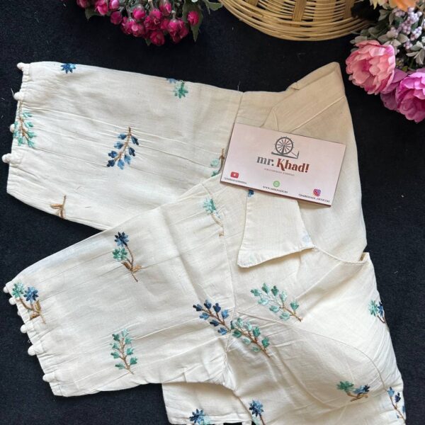 Blue Flower Hand Work Design Blouse - Image 3