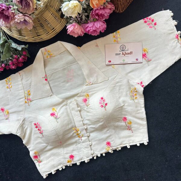 Elegant Pink and Yellow Designer Blouse