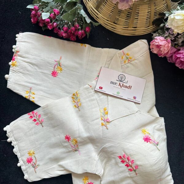 Elegant Pink and Yellow Designer Blouse - Image 3
