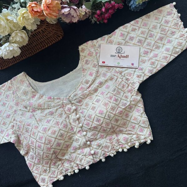 Elegant Pink Chex Design Blouse
