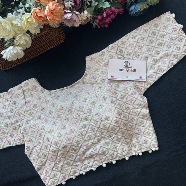 Elegant Pink Chex Design Blouse - Image 2