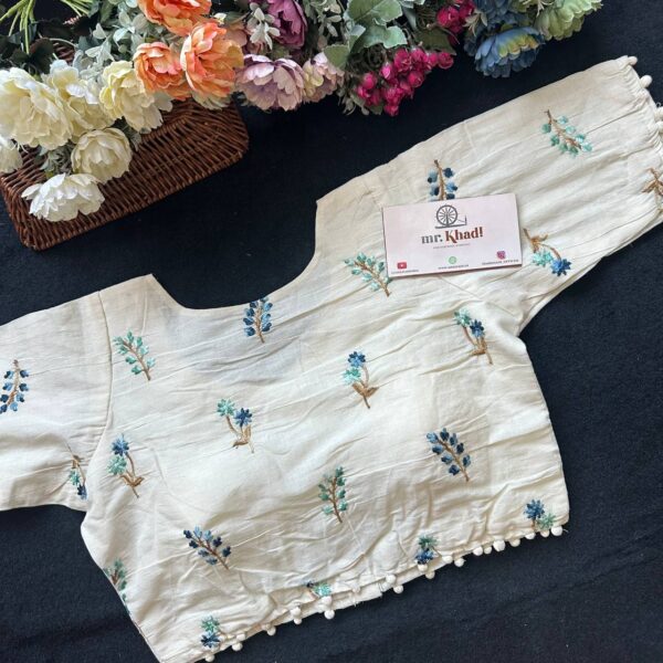 Blue Flower Design Blouse - Image 2