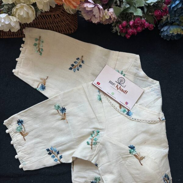 Blue Flower Design Blouse - Image 3