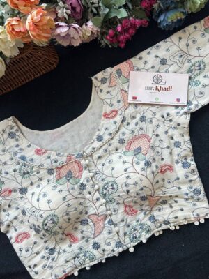 Blue Thread Flower Work Blouse