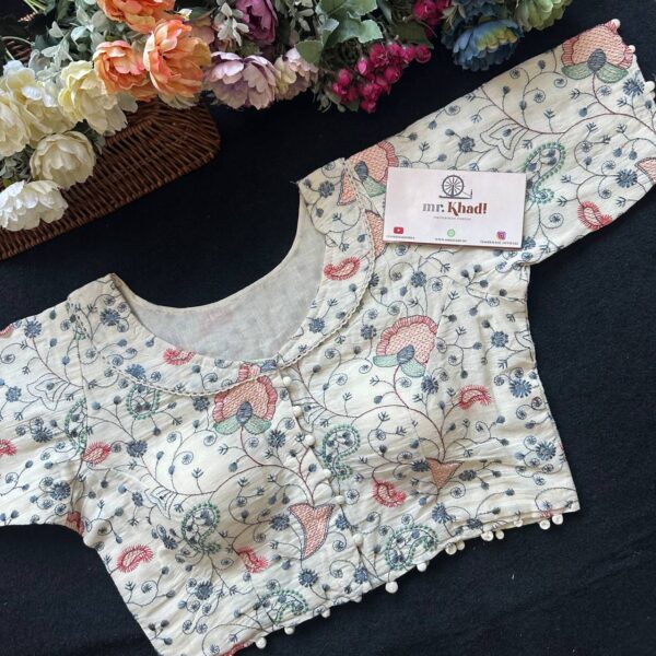 Blue Thread Flower Work Blouse