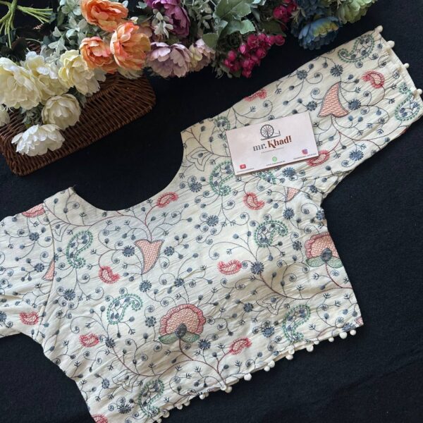 Blue Thread Flower Work Blouse - Image 2