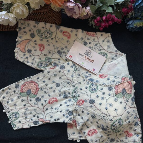 Blue Thread Flower Work Blouse - Image 3