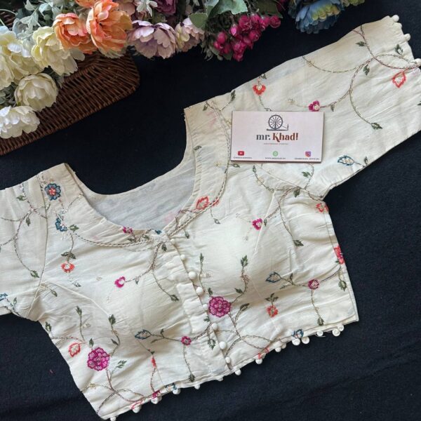 Elegant Pink Flower Designer Blouse