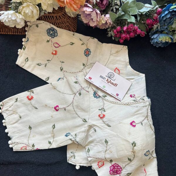 Elegant Pink Flower Designer Blouse - Image 2