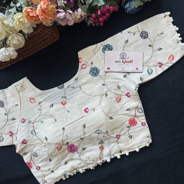 Elegant Pink Flower Designer Blouse - Image 3